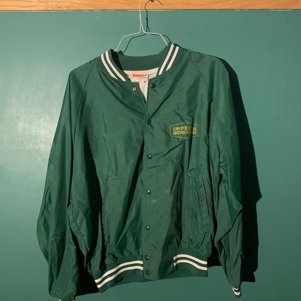 Vintage 80s Hartwell Imperial Bondware Green Bomber Jacket Mens XL Made in USA